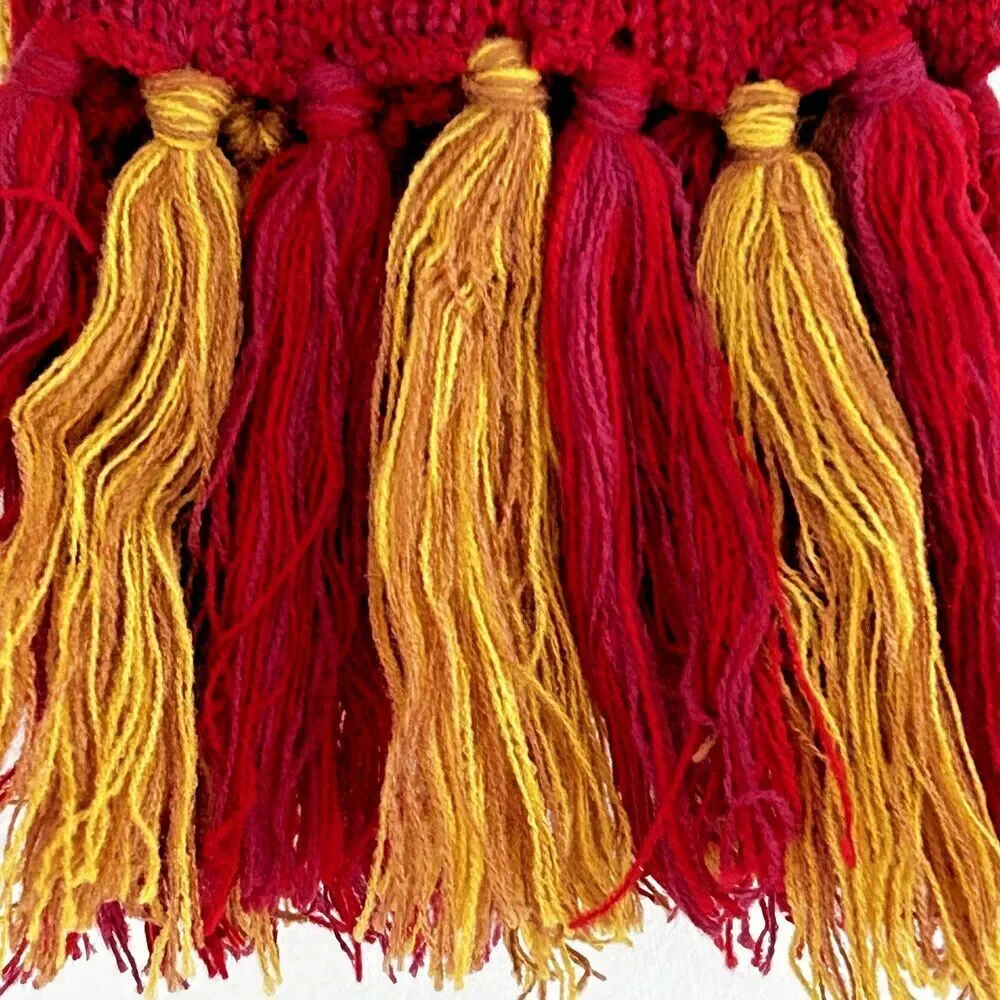 New Harry Potter Gryffindor Scarf Knit Red Yellow Heathered Stripe Fringe nwt